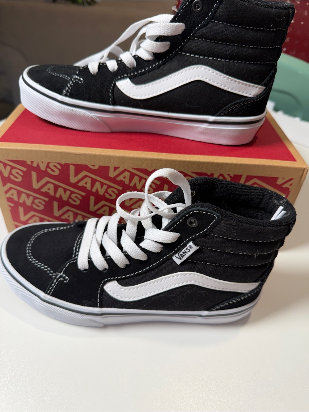 Vans Kids Black and White High-Top Sneakers